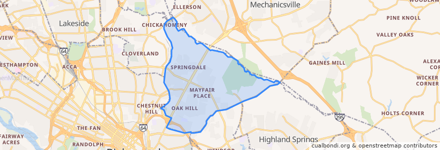 Mapa de ubicacion de East Highland Park.