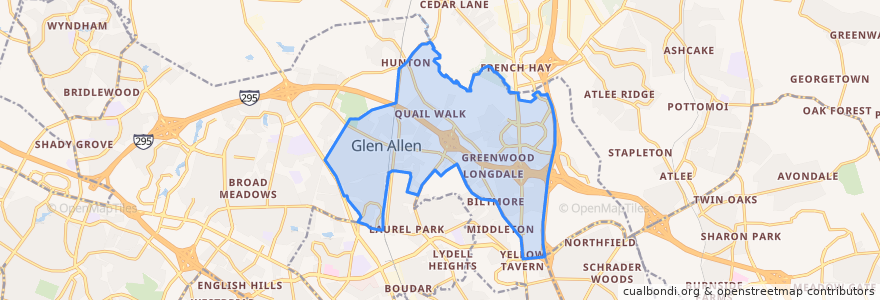 Mapa de ubicacion de Glen Allen.