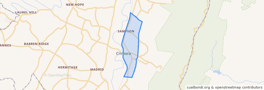 Mapa de ubicacion de Crimora.