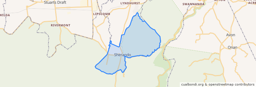 Mapa de ubicacion de Sherando.
