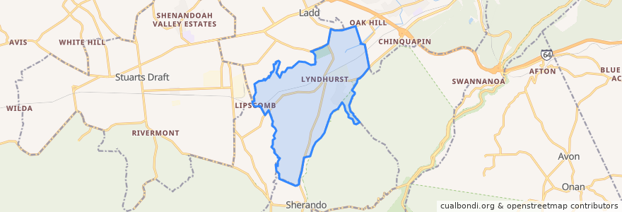 Mapa de ubicacion de Lyndhurst.