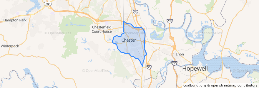 Mapa de ubicacion de Chester.