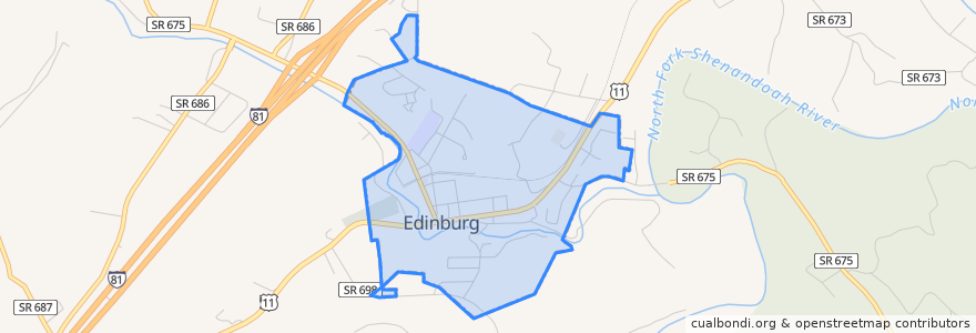 Mapa de ubicacion de Edinburg.