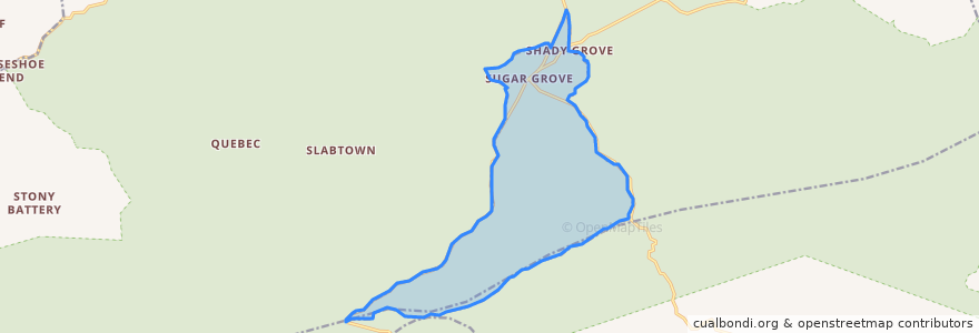 Mapa de ubicacion de Sugar Grove.