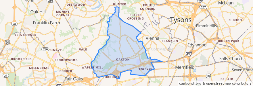 Mapa de ubicacion de Oakton.