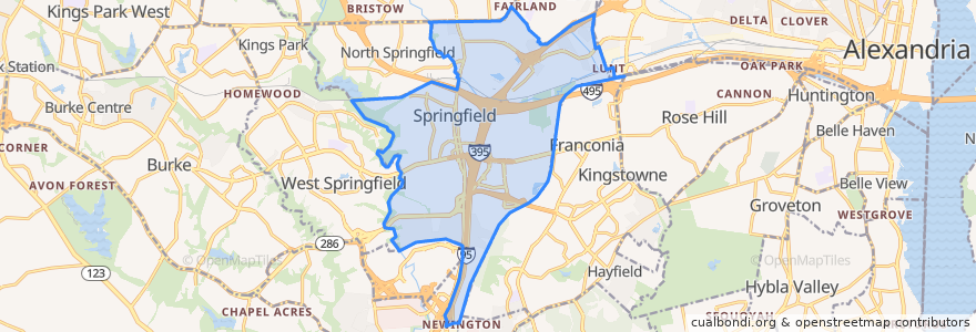 Mapa de ubicacion de Springfield.