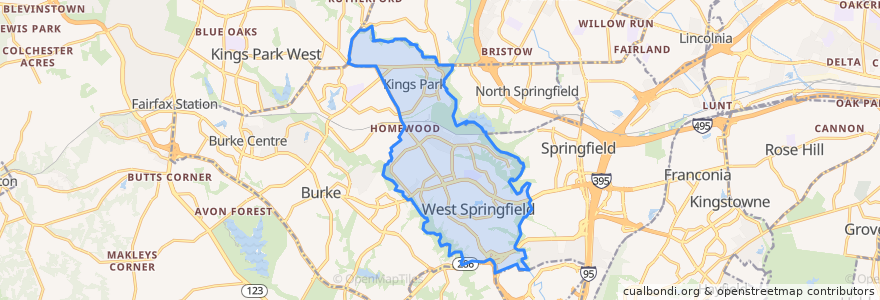 Mapa de ubicacion de West Springfield.