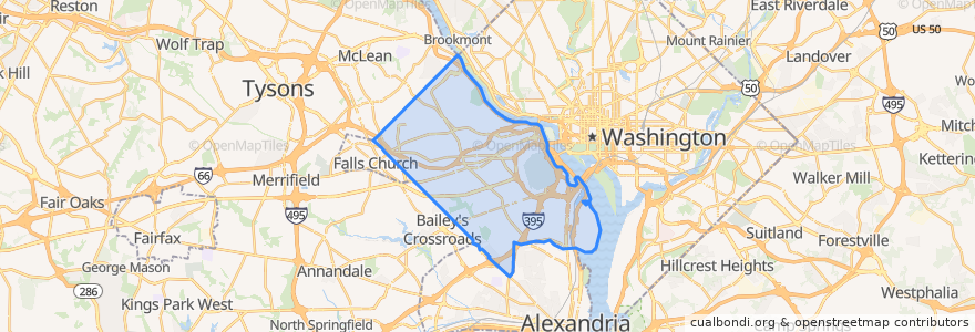 Mapa de ubicacion de Arlington.