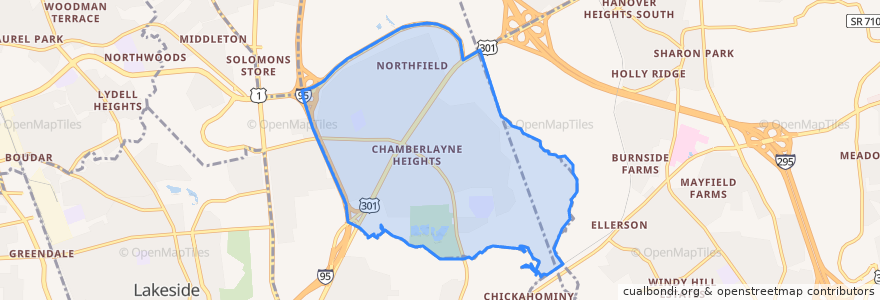 Mapa de ubicacion de Chamberlayne.