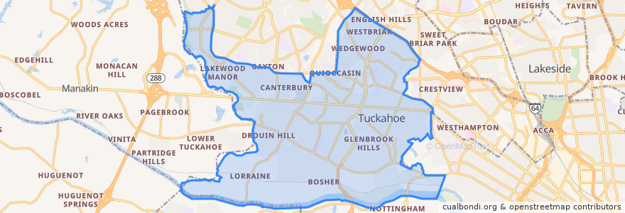 Mapa de ubicacion de Tuckahoe.