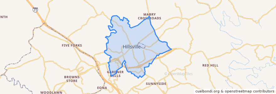 Mapa de ubicacion de Hillsville.