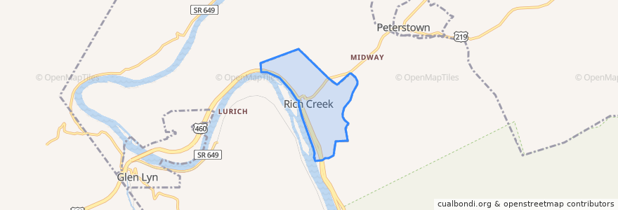 Mapa de ubicacion de Rich Creek.