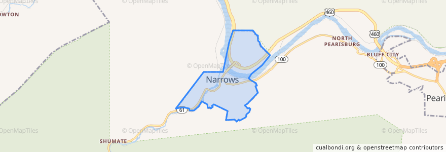 Mapa de ubicacion de Narrows.