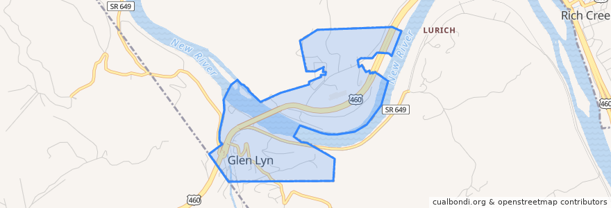 Mapa de ubicacion de Glen Lyn.
