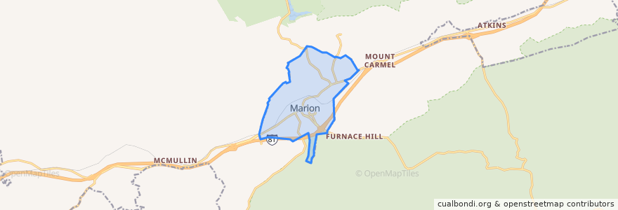 Mapa de ubicacion de Marion.