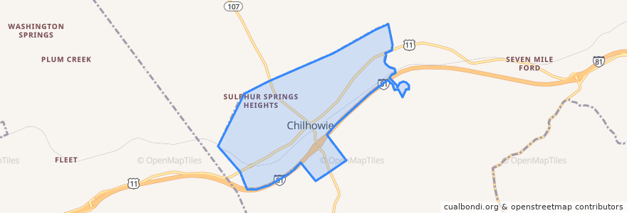 Mapa de ubicacion de Chilhowie.