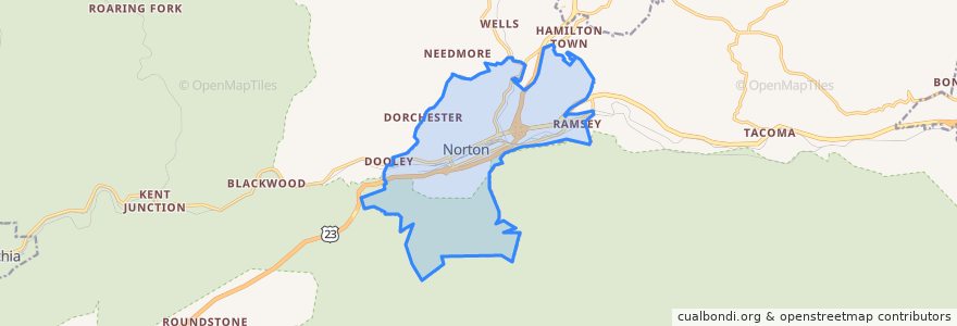 Mapa de ubicacion de Norton.