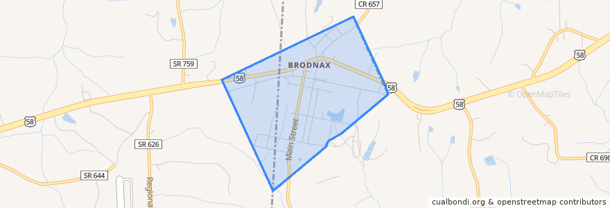 Mapa de ubicacion de Brodnax.