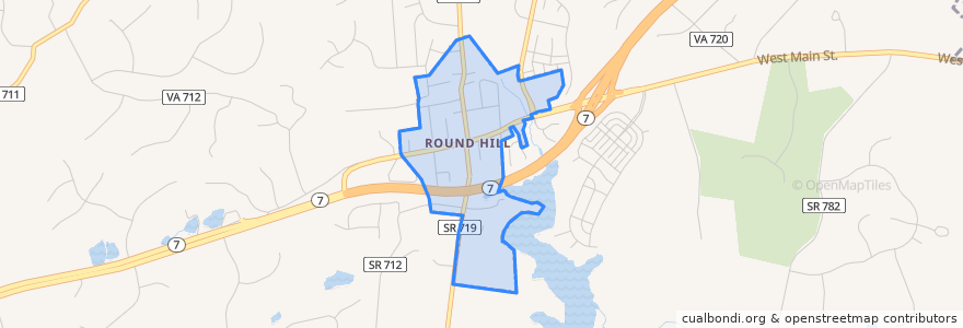 Mapa de ubicacion de Round Hill.