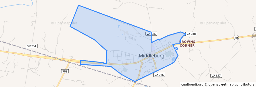 Mapa de ubicacion de Middleburg.