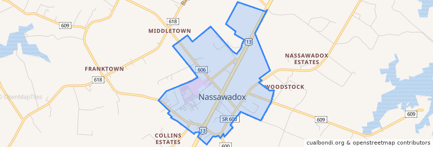 Mapa de ubicacion de Nassawadox.