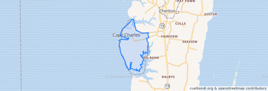 Mapa de ubicacion de Cape Charles.