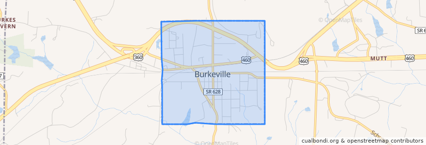 Mapa de ubicacion de Burkeville.