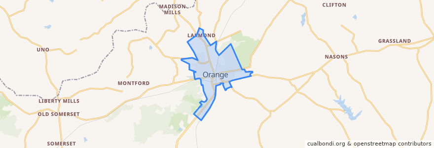 Mapa de ubicacion de Orange.