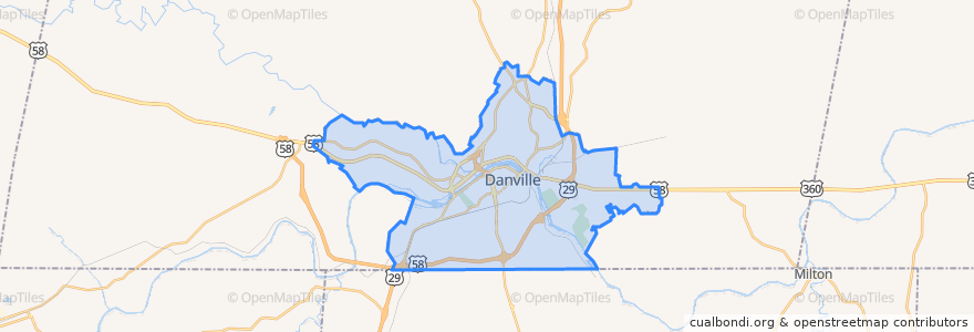 Mapa de ubicacion de Danville.