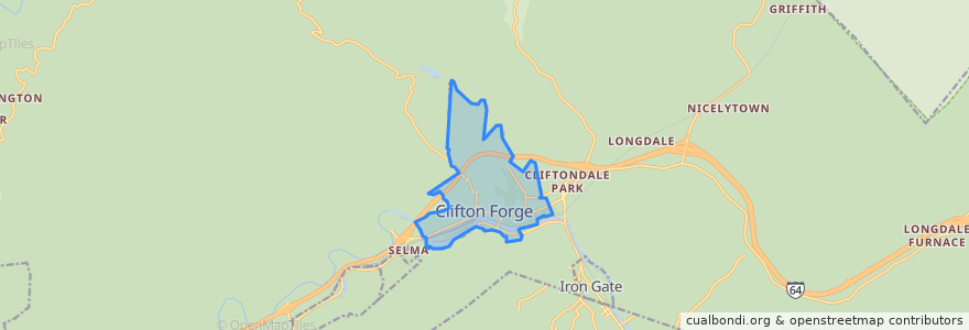 Mapa de ubicacion de Clifton Forge.