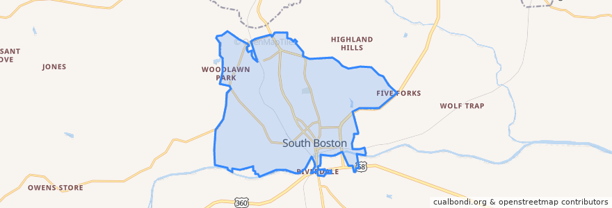 Mapa de ubicacion de South Boston.