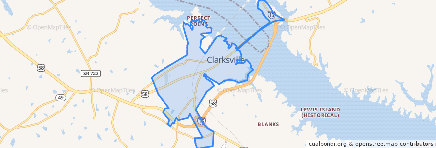 Mapa de ubicacion de Clarksville.