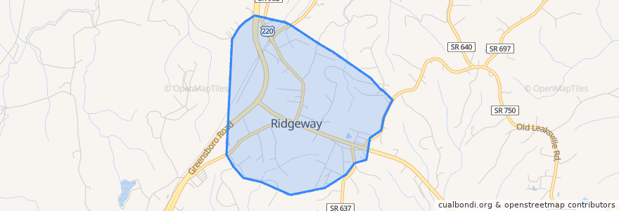 Mapa de ubicacion de Ridgeway.