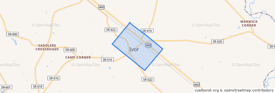 Mapa de ubicacion de Ivor.