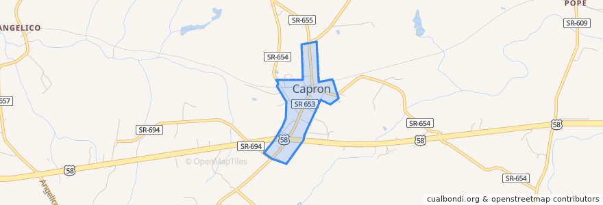 Mapa de ubicacion de Capron.
