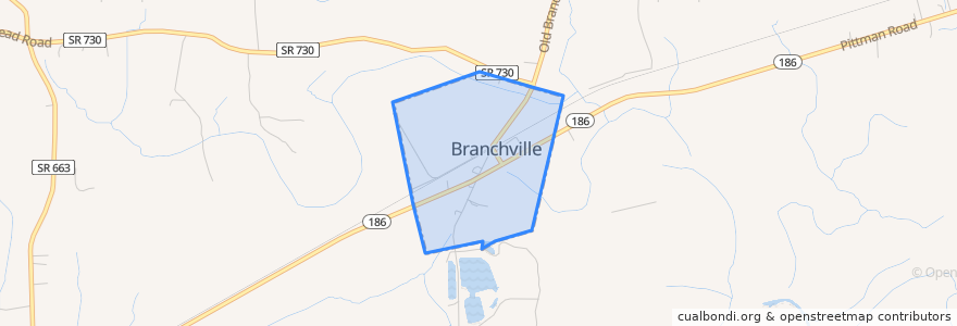 Mapa de ubicacion de Branchville.