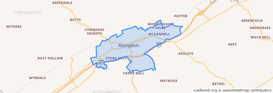 Mapa de ubicacion de Abingdon.