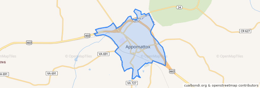 Mapa de ubicacion de Appomattox.