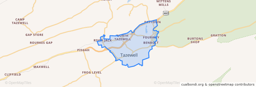 Mapa de ubicacion de Tazewell.