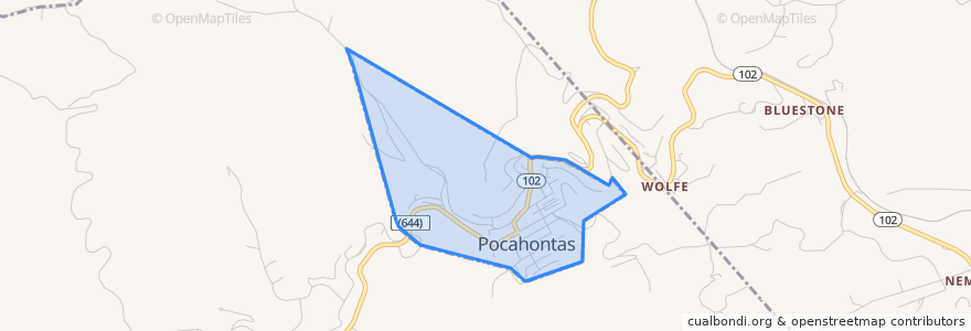 Mapa de ubicacion de Pocahontas.