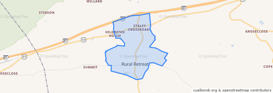 Mapa de ubicacion de Rural Retreat.