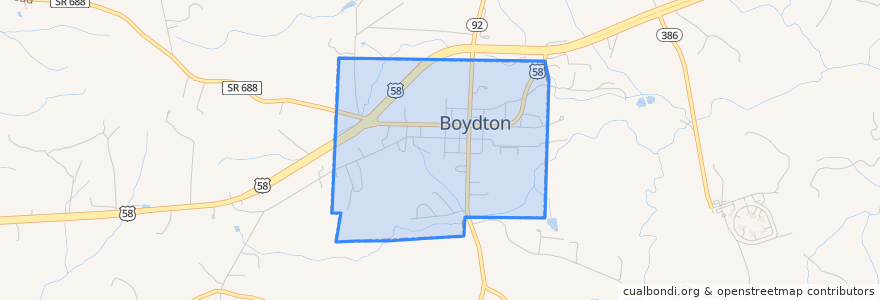 Mapa de ubicacion de Boydton.