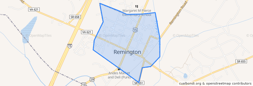 Mapa de ubicacion de Remington.