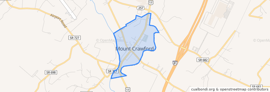 Mapa de ubicacion de Mount Crawford.