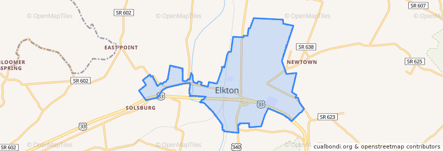 Mapa de ubicacion de Elkton.