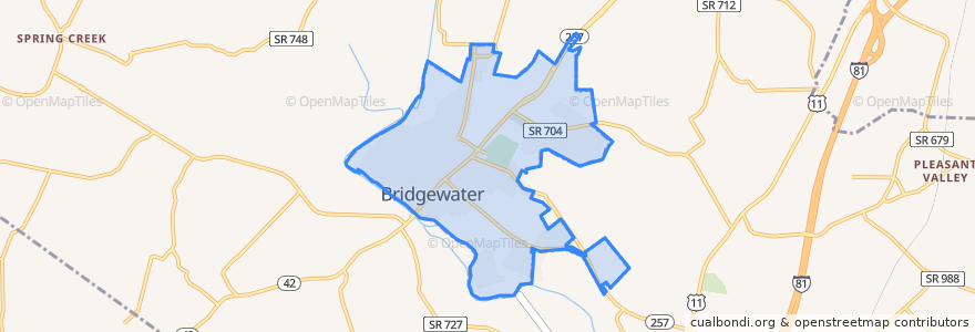 Mapa de ubicacion de Bridgewater.