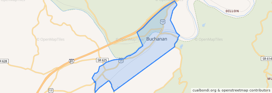 Mapa de ubicacion de Buchanan.