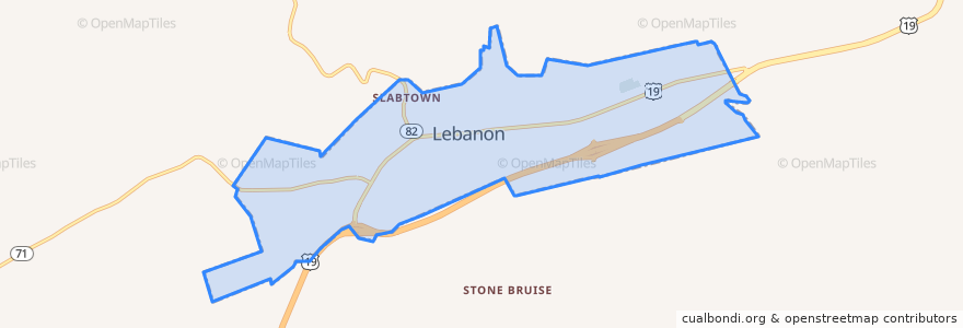 Mapa de ubicacion de Lebanon.