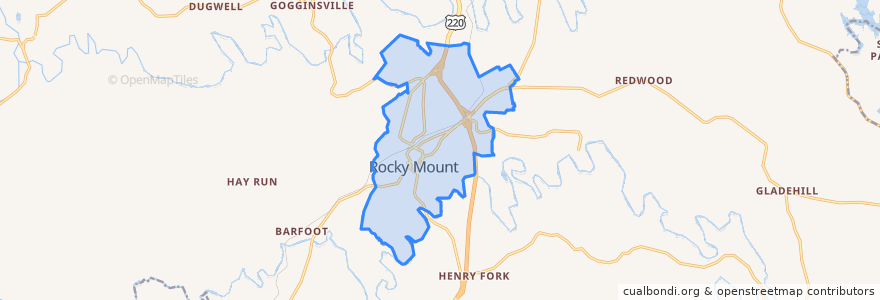 Mapa de ubicacion de Rocky Mount.