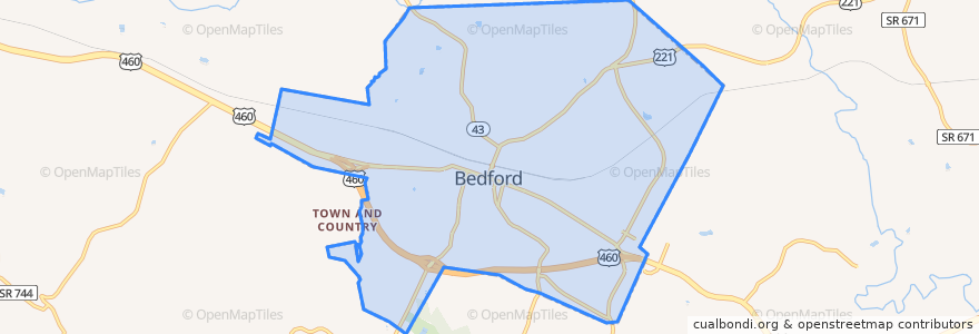 Mapa de ubicacion de Bedford.